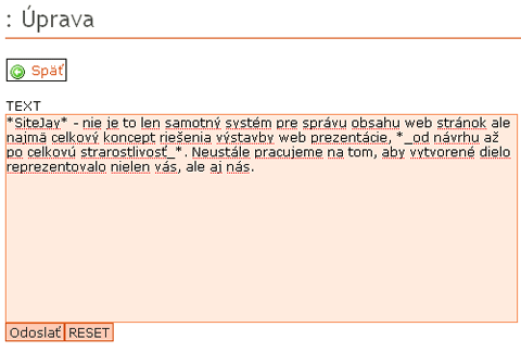 Jednoduchá editácia Jednoduchá editácia